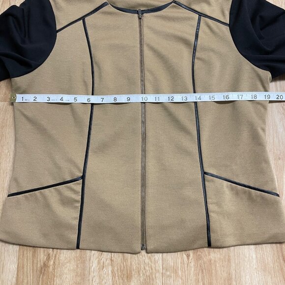 CHRISTOPHER & BANKS JACKET FULL ZIP BUSINESS CASUAL TAN BLACK NEUTRAL SIZE M - Picture 8 of 9